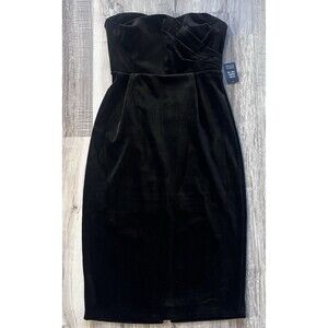 NWT Express Strapless Black Velvet Sheath Dress Size Medium Holiday Cocktail